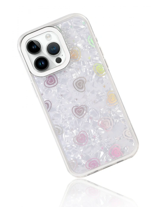 Newface Apple iPhone 14 Pro Max Lumi Desenli Kapak - Beyaz