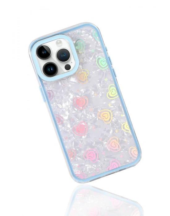 Newface Apple iPhone 14 Pro Max Lumi Desenli Kapak - Mavi