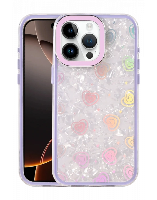 Newface Apple iPhone 14 Pro Max Lumi Desenli Kapak - Mor