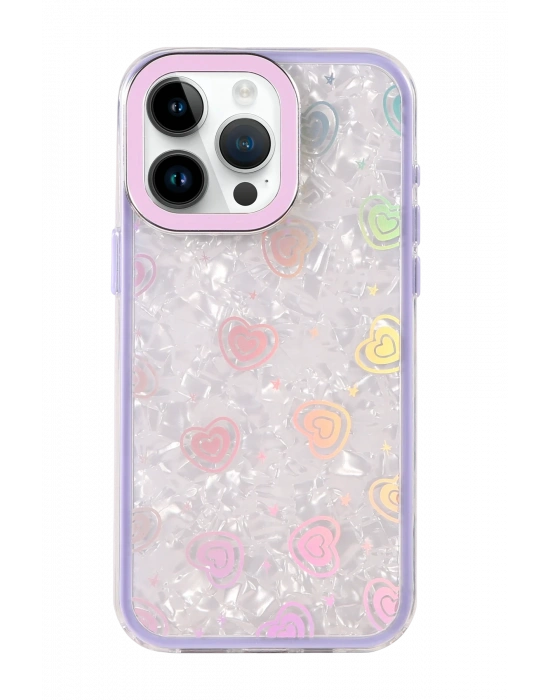 Newface Apple iPhone 14 Pro Max Lumi Desenli Kapak - Mor