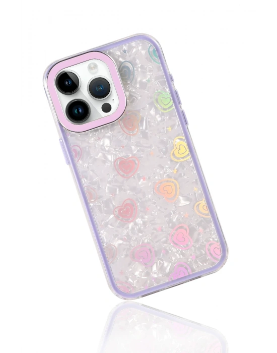 Newface Apple iPhone 14 Pro Max Lumi Desenli Kapak - Mor