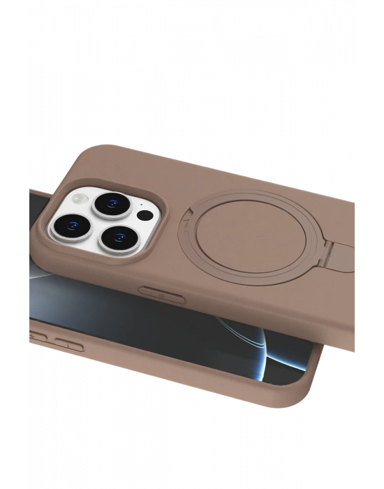 Newface Apple iPhone 14 Pro Max Regal Magsafe Standlı Kapak - Çöl Titanyum