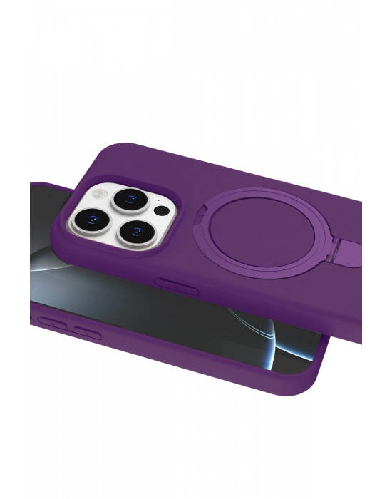 Newface Apple iPhone 14 Pro Max Regal Magsafe Standlı Kapak - Derin Mor