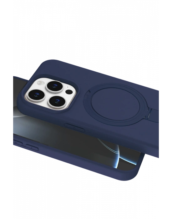 Newface Apple iPhone 14 Pro Max Regal Magsafe Standlı Kapak - Lacivert