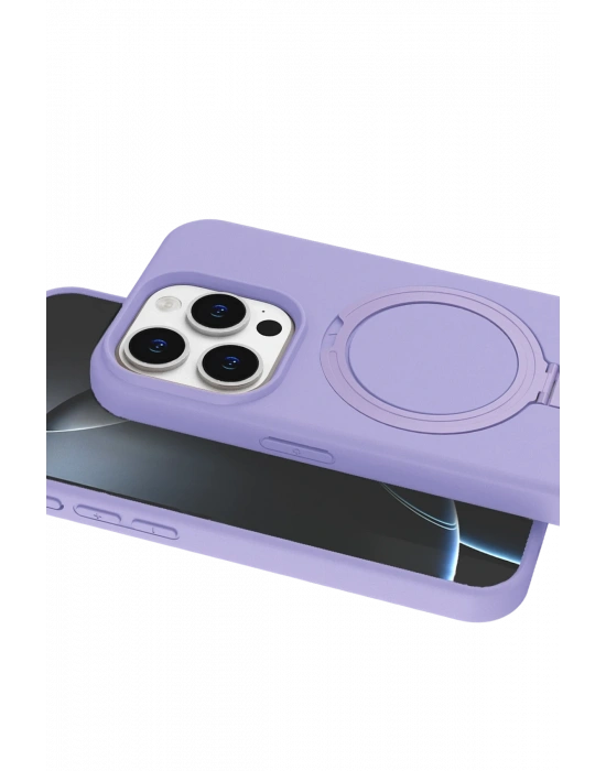 Newface Apple iPhone 14 Pro Max Regal Magsafe Standlı Kapak - Lila