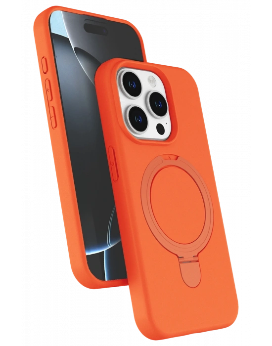 Newface Apple iPhone 14 Pro Max Regal Magsafe Standlı Kapak - Turuncu
