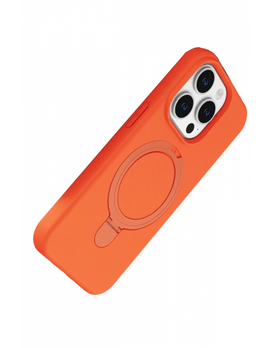 Newface Apple iPhone 14 Pro Max Regal Magsafe Standlı Kapak - Turuncu