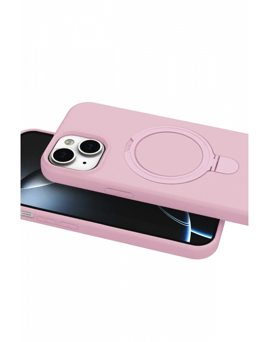 Newface Apple iPhone 14 Regal Magsafe Standlı Kapak - Açık Pembe