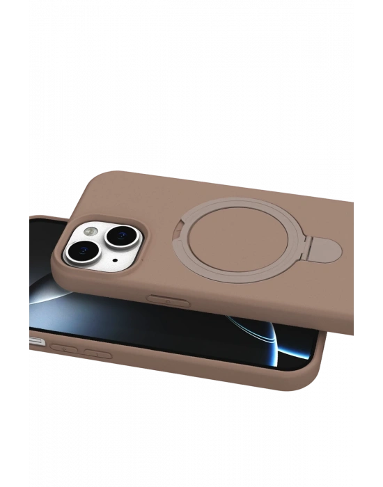 Newface Apple iPhone 14 Regal Magsafe Standlı Kapak - Çöl Titanyum