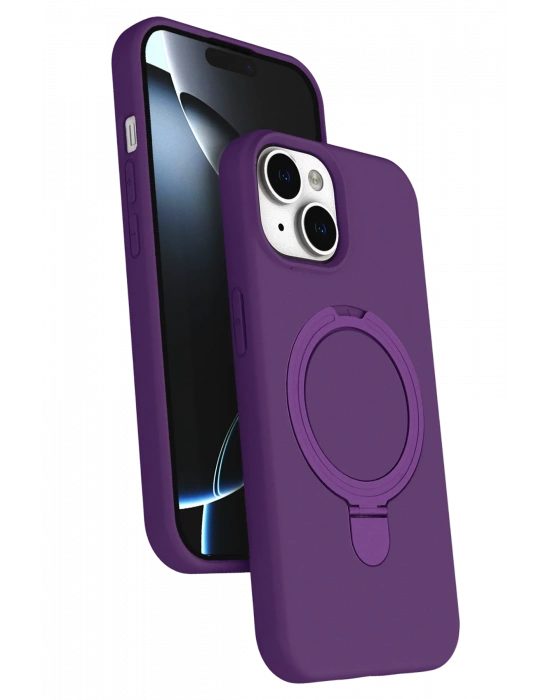 Newface Apple iPhone 14 Regal Magsafe Standlı Kapak - Derin Mor
