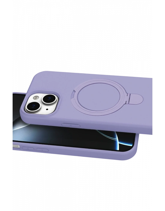 Newface Apple iPhone 14 Regal Magsafe Standlı Kapak - Lila