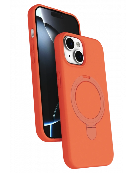 Newface Apple iPhone 14 Regal Magsafe Standlı Kapak - Turuncu