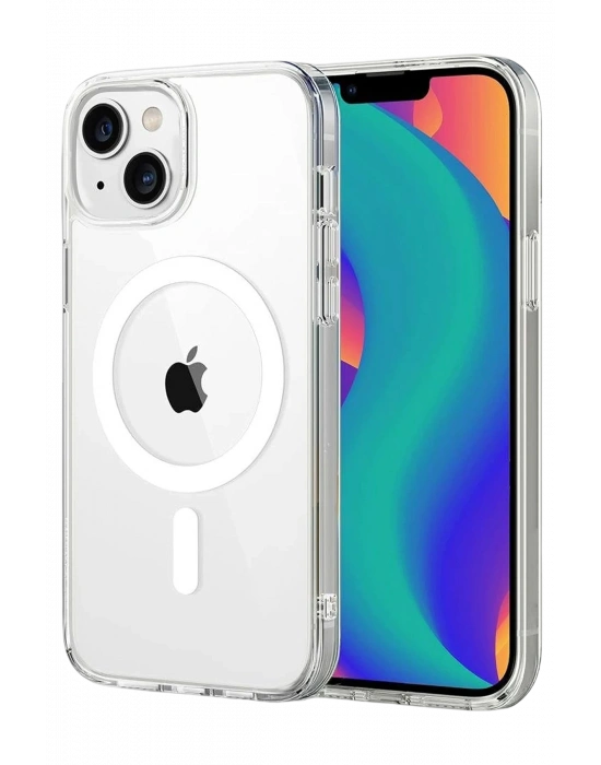 Newface Apple iPhone 15 Combo Sert Şeffaf Magsafe Kapak - Şeffaf