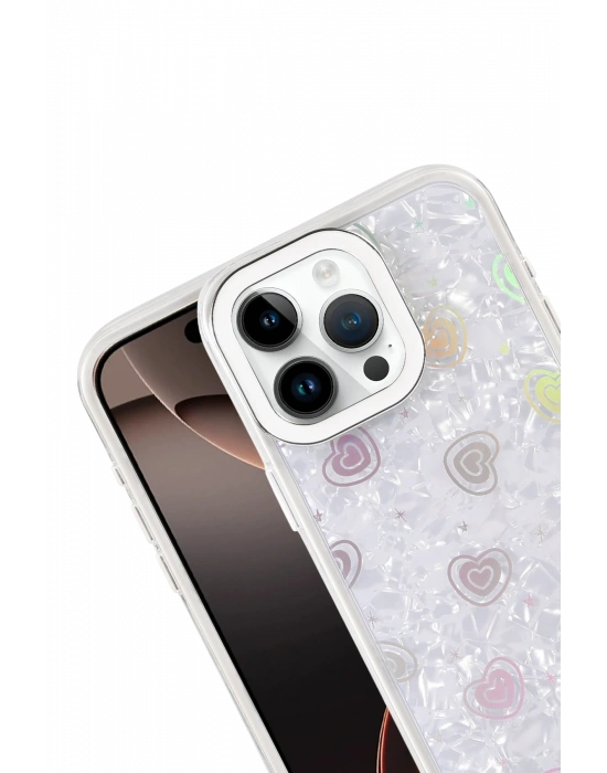 Newface Apple iPhone 15 Lumi Desenli Kapak - Beyaz