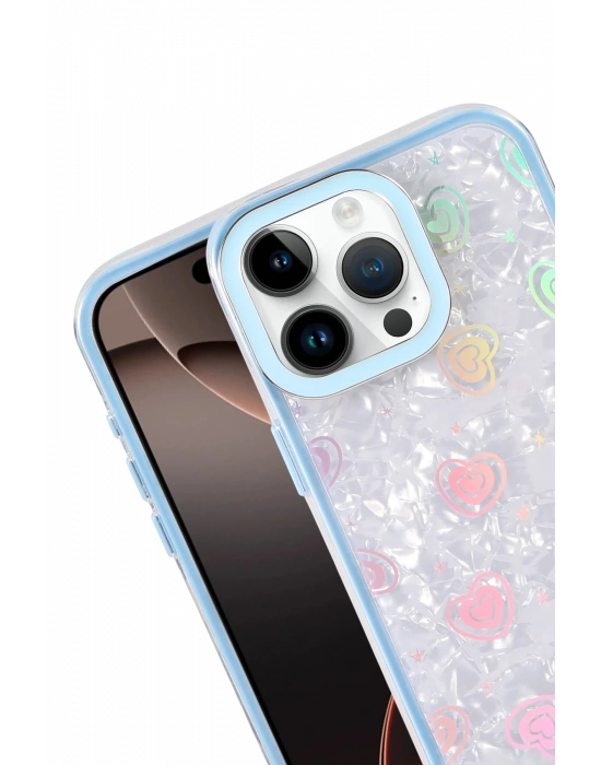 Newface Apple iPhone 15 Lumi Desenli Kapak - Mavi