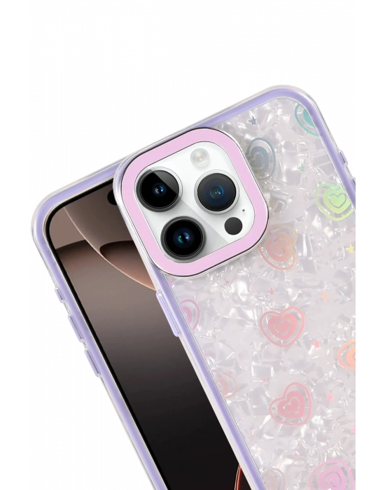 Newface Apple iPhone 15 Lumi Desenli Kapak - Mor