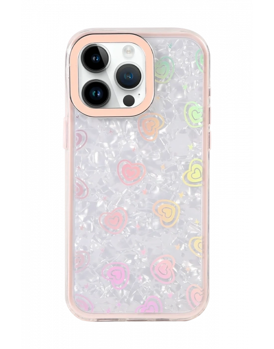 Newface Apple iPhone 15 Lumi Desenli Kapak - Pembe