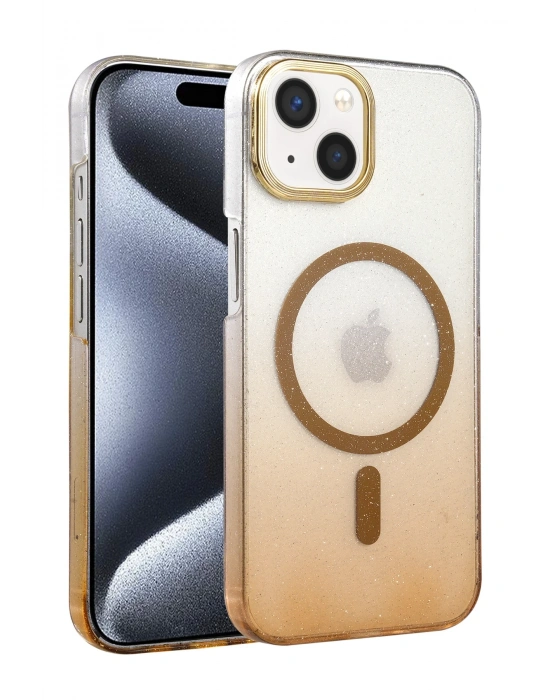 Newface Apple iPhone 15 Plus Glossy Magsafe Kapak - Çöl Titanyum