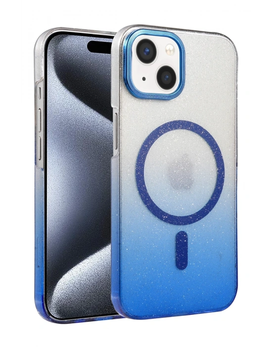 Newface Apple iPhone 15 Plus Glossy Magsafe Kapak - Mavi