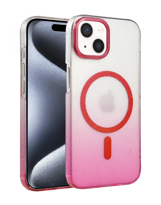 Newface Apple iPhone 15 Plus Glossy Magsafe Kapak - Pembe