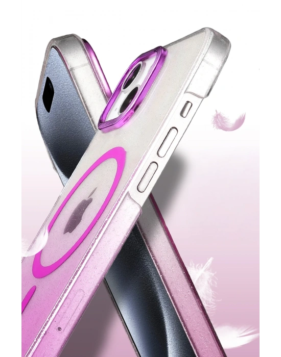 Newface Apple iPhone 15 Plus Glossy Magsafe Kapak - Pembe