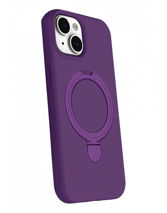 Newface Apple iPhone 15 Plus Regal Magsafe Standlı Kapak - Derin Mor