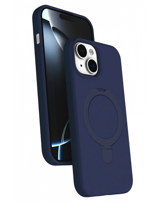 Newface Apple iPhone 15 Plus Regal Magsafe Standlı Kapak - Lacivert