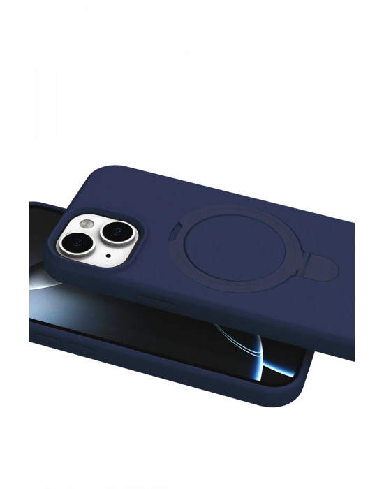 Newface Apple iPhone 15 Plus Regal Magsafe Standlı Kapak - Lacivert