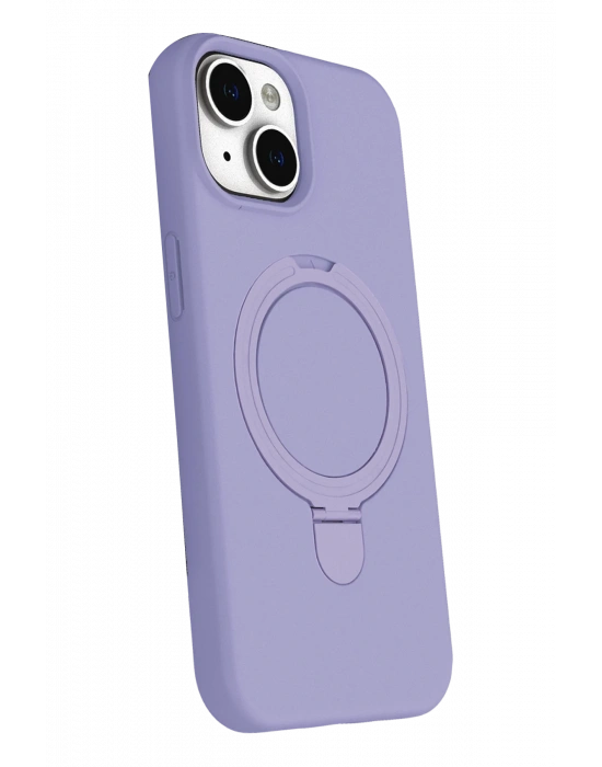 Newface Apple iPhone 15 Plus Regal Magsafe Standlı Kapak - Lila
