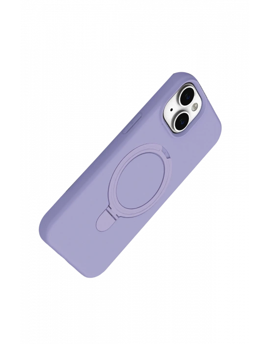 Newface Apple iPhone 15 Plus Regal Magsafe Standlı Kapak - Lila