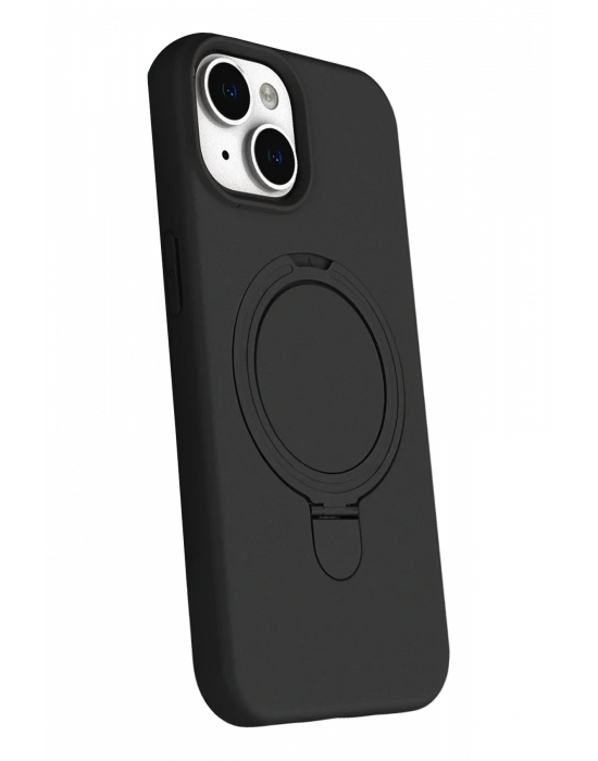 Newface Apple iPhone 15 Plus Regal Magsafe Standlı Kapak - Siyah