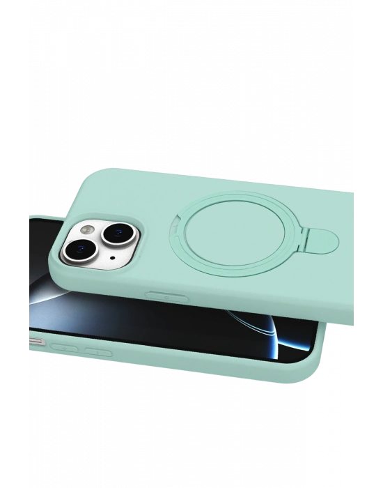 Newface Apple iPhone 15 Plus Regal Magsafe Standlı Kapak - Su Yeşili