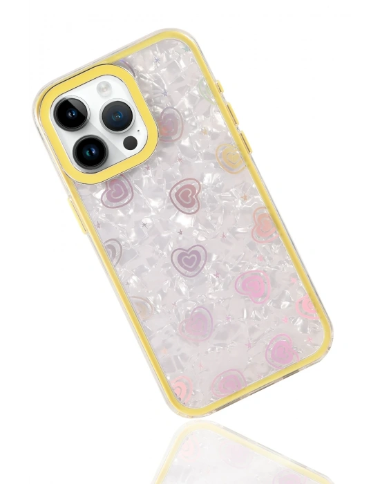 Newface Apple iPhone 15 Pro Lumi Desenli Kapak - Sarı