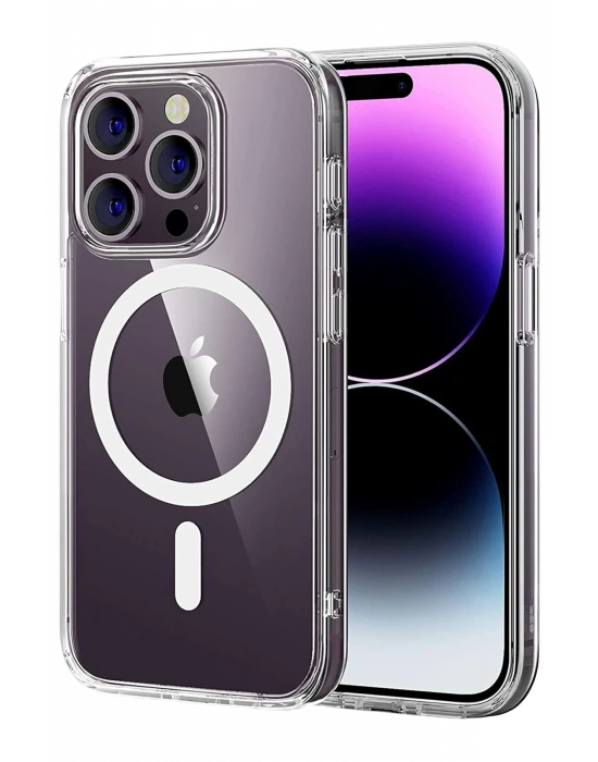 Newface Apple iPhone 15 Pro Max Combo Sert Şeffaf Magsafe Kapak - Şeffaf