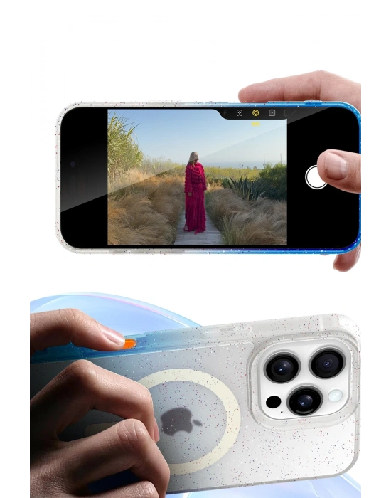 Newface Apple iPhone 15 Pro Max Pummel Shiny Magsafe Kapak - Siyah