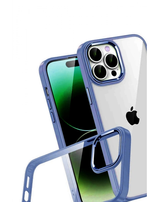 Newface Apple iPhone 15 Pro Max Razer Lensli Silikon - Lacivert