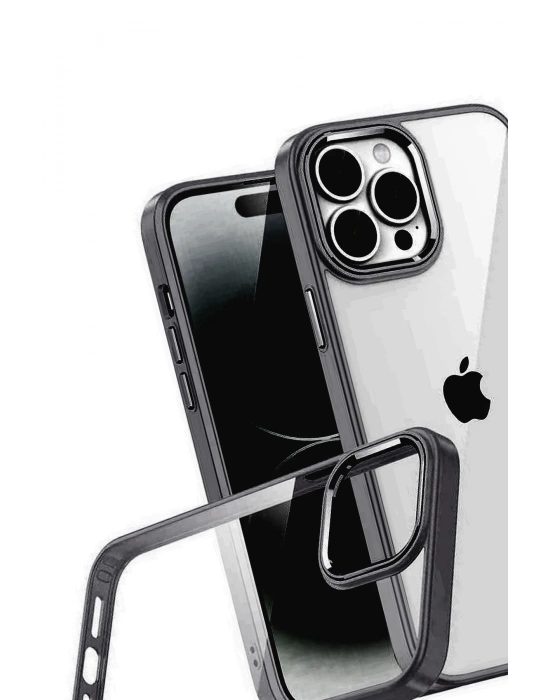 Newface Apple iPhone 15 Pro Max Razer Lensli Silikon - Siyah