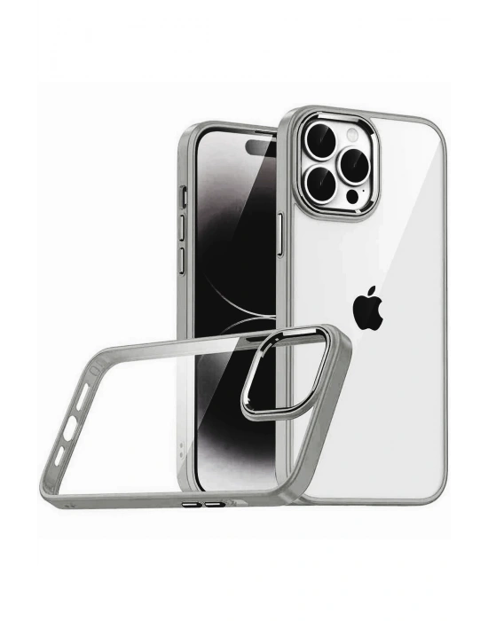 Newface Apple iPhone 15 Pro Max Razer Lensli Silikon - Titan Gri