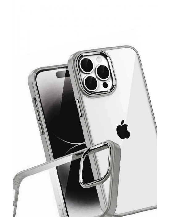 Newface Apple iPhone 15 Pro Max Razer Lensli Silikon - Titan Gri