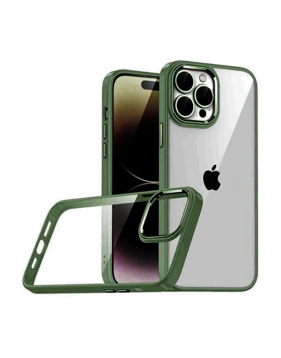 Newface Apple iPhone 15 Pro Max Razer Lensli Silikon - Yeşil