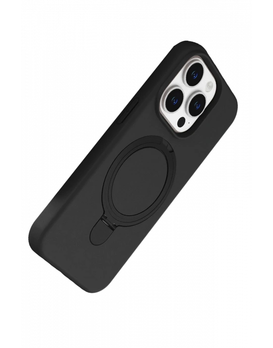 Newface Apple iPhone 15 Pro Max Regal Magsafe Standlı Kapak - Siyah