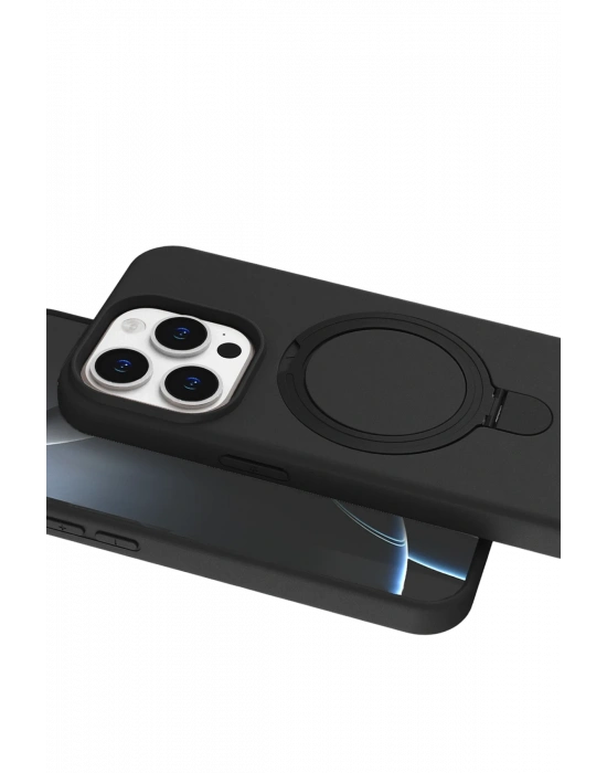 Newface Apple iPhone 15 Pro Max Regal Magsafe Standlı Kapak - Siyah