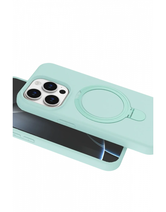 Newface Apple iPhone 15 Pro Max Regal Magsafe Standlı Kapak - Su Yeşili