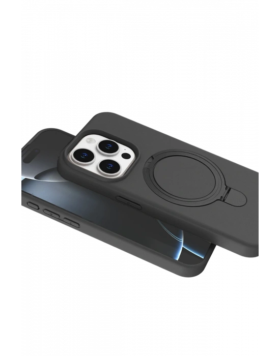 Newface Apple iPhone 15 Pro Max Regal Magsafe Standlı Kapak - Titan Gri