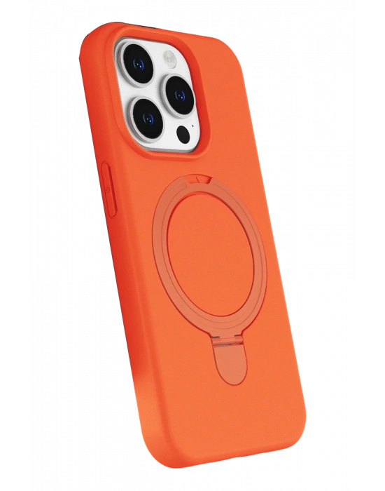 Newface Apple iPhone 15 Pro Max Regal Magsafe Standlı Kapak - Turuncu