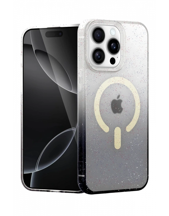 Newface Apple iPhone 15 Pro Pummel Shiny Magsafe Kapak - Siyah