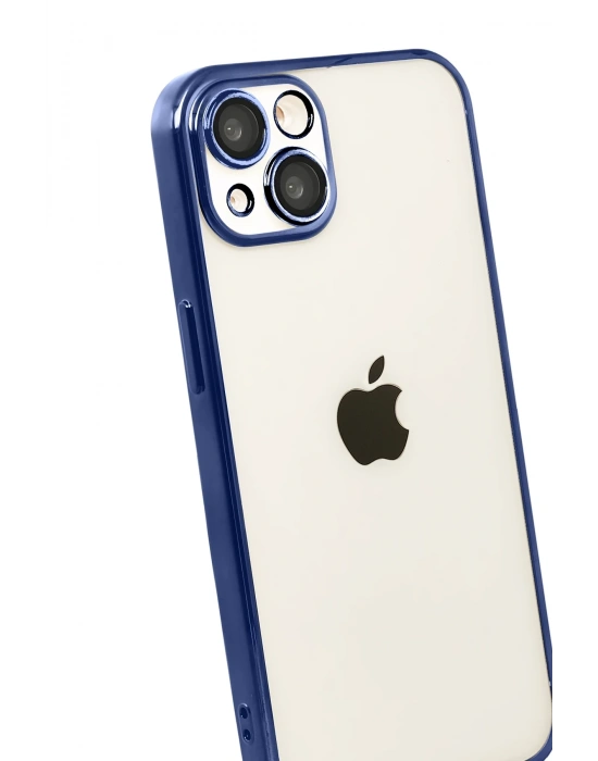 Newface Apple iPhone 15 Razer Lensli Silikon - Lacivert