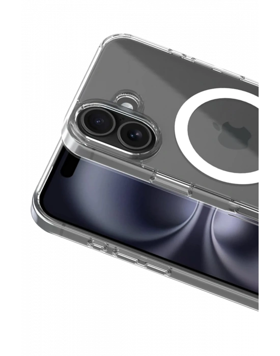 Newface Apple iPhone 16 Combo Sert Şeffaf Magsafe Kapak - Şeffaf