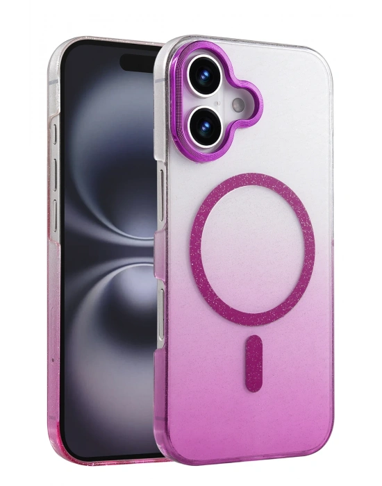 Newface Apple iPhone 16 Glossy Magsafe Kapak - Mor