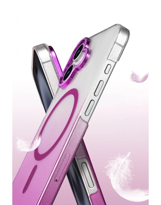 Newface Apple iPhone 16 Glossy Magsafe Kapak - Mor